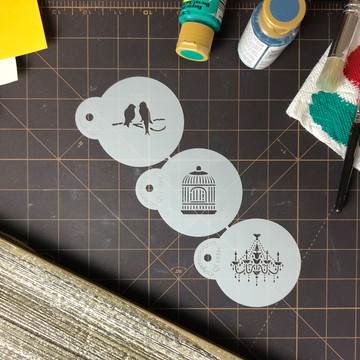 Mini Love Birds and Chandelier Cookie and Cupcake Stencil Set