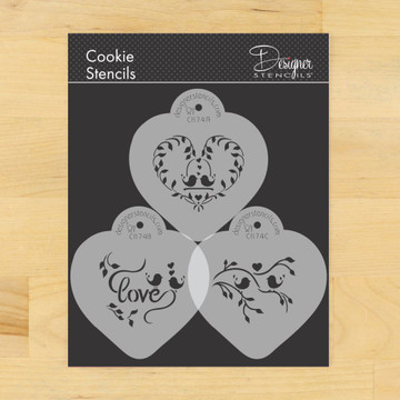 Love Birds Heart Cookie Stencil Set