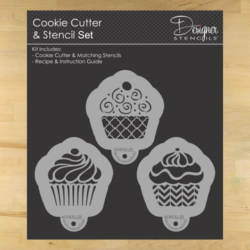 Cupcake Cookie Cutter and Stencil Set