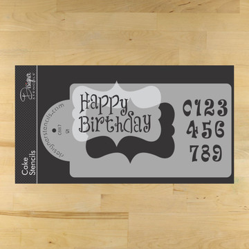 Happy Birthday Plaque Cake Stencil Set
