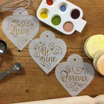 Love, Be Mine, Forever Hearts Cookie Stencil Set