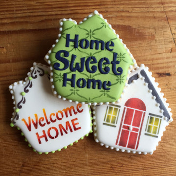 Welcome Home House Cookie Cutter and Stencil Set Cookies