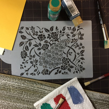 Floral Tree Peacock Cake Stencil Side