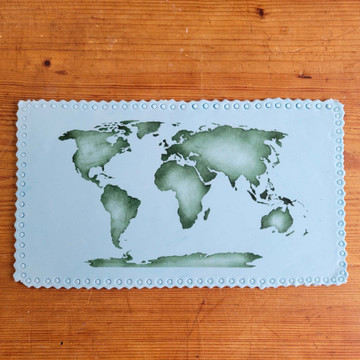 World Map Cake Stencil Side Cake Sample