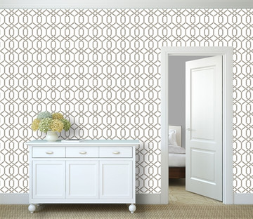 Moorish Lattice Allover Wall Stencil - Room Setting