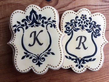 Two Monogram Shields Cake and Cookie Stencil Set
