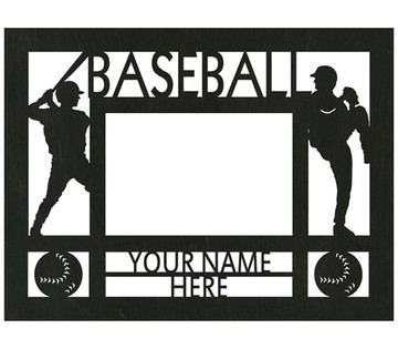 Personalized 9" x 12" Baseball Wood Picture Frame (4" x 6" Photo)