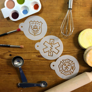 First Responders Cookie Stencil Set Stencils on table