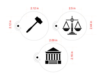 Law and Justice Cookie Stencil Set Dimensions