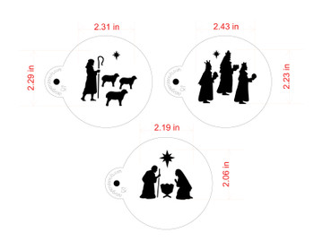Nativity, Wisemen and Shepherd Cookie Stencil Set Sizing
