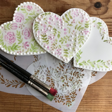 Vintage Hearts Cookie Stencil Set