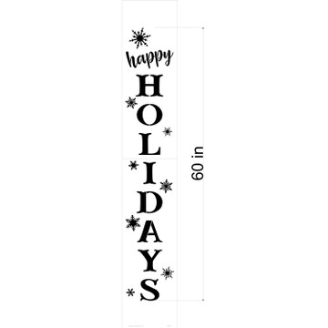 Happy Holidays Wall Stencil - 60 inch Tall - Dimensions