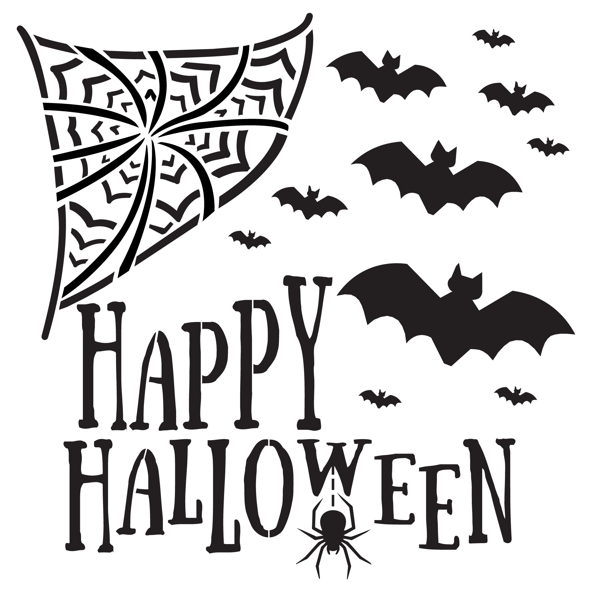 happy halloween clipart black and white