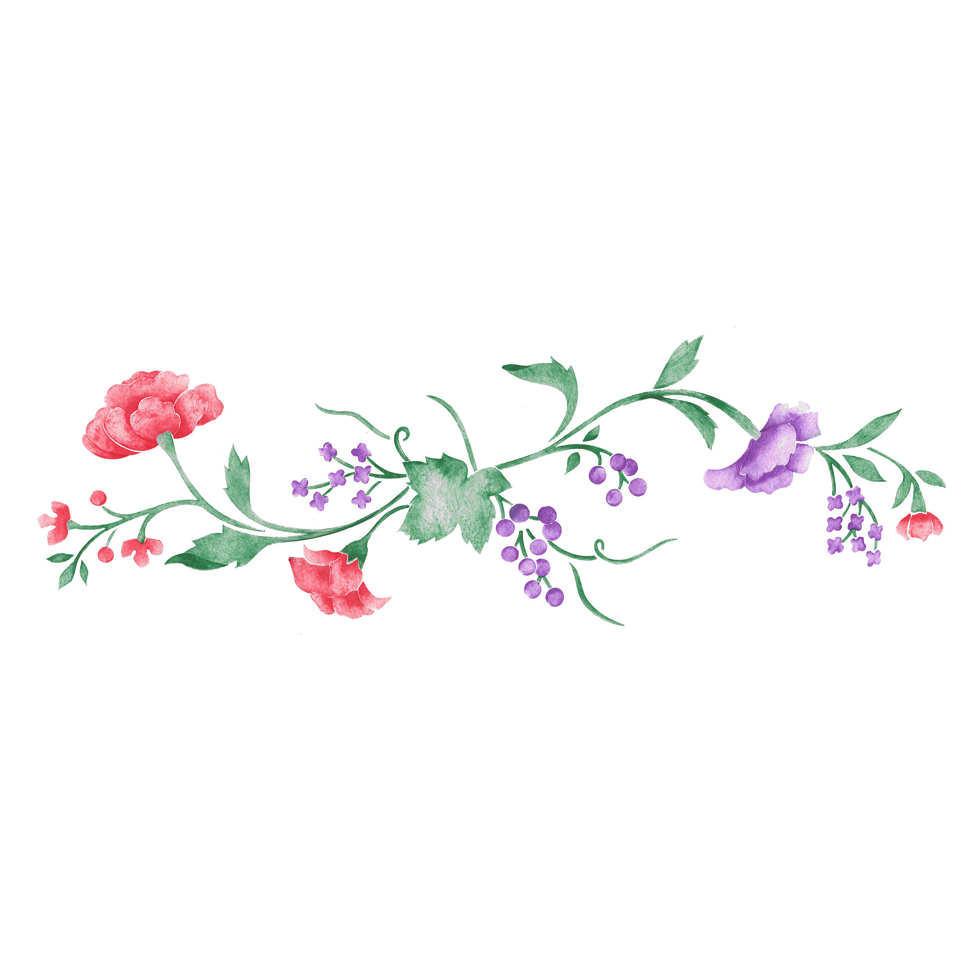 CORNERS Watercolor Flowers PAISLEY'S Rose Garden Wall Decals