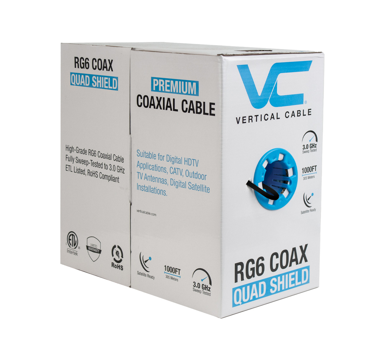 RG6 Quad OAS 75 Ohm 18AWG 1000ft, Black - 107-1952BK6Q1BX | BLVS