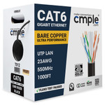 Cat 6 Riser Ethernet Cable Black - 23AWG | Bare Copper 1000ft - 7012-N