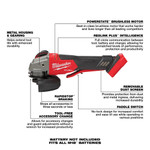 M18 FUEL™ 4-1/2in / 5in Variable Speed Braking Grinder, Paddle Switch No-Lock - 2888-20