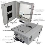 14x12x6 Fiberglass Weatherproof Vented WiFi NEMA Enclosure with No-Drill PVC Equipment Mounting Plate. -NF141206VMA1C