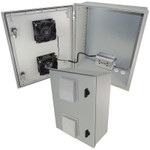 20x16x8 Vented Fiberglass Weatherproof NEMA Enclosure and Dual Cooling Fan - NFC201608VFAU