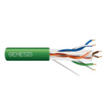 Genesis 23/4 Cat 6 Plus Unshielded (U/UTP) Plenum Networking Cable, Pull Box, 1000ft, Green - 51021105