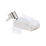 10G RJ45 CAT6A Modular Plug, 8P8C, Shielded with External Ground, Round Solid Cable - 100pcs in Bulk Bag - 106190