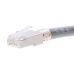 10G RJ45 CAT6A Modular Plug, 8P8C, Shielded with External Ground, Round Solid Cable - 100pcs in Bulk Bag - 106190
