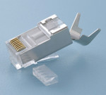 10G RJ45 CAT6A Modular Plug, 8P8C, Shielded with External Ground, Round Solid Cable - 10pcs in Clamshell - 106193C