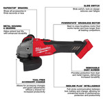 M18 FUEL™ 4-1/2in / 5in Grinder Slide Switch, Lock-On - 2881-20