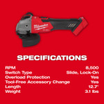 M18 FUEL™ 4-1/2in / 5in Grinder Slide Switch, Lock-On - 2881-20