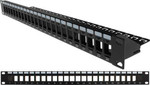 Blank 24 Port Patch Panel with Cable Manager - Black - 043-382/24/1U