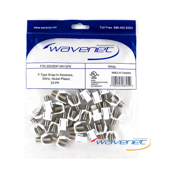 Snap-In, F-Type Nickel Plated 3Ghz, F/F - FTK-3GHZNP-WH