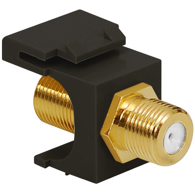 2 GHz F-Type Modular Jack with Gold Plated Connector in HD Style - Black, Single IC107B5GBK