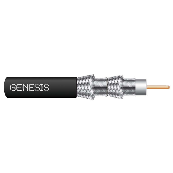Genesis 18 AWG CCS RG6 Dual-Shield CATV Coaxial Video Cable - Pull Box, 500ft, Black - 50035508