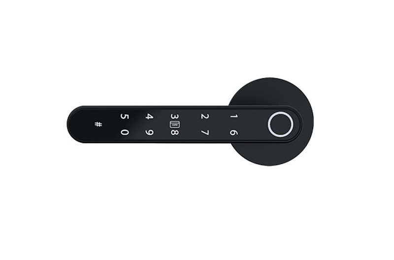 Smart door handle, Black, Round rosette - iTec-iHandle07R-B