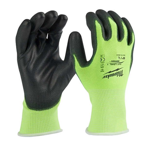 High Visibility Cut Level 1 Polyurethane Dipped Gloves - L (48-73-8912)