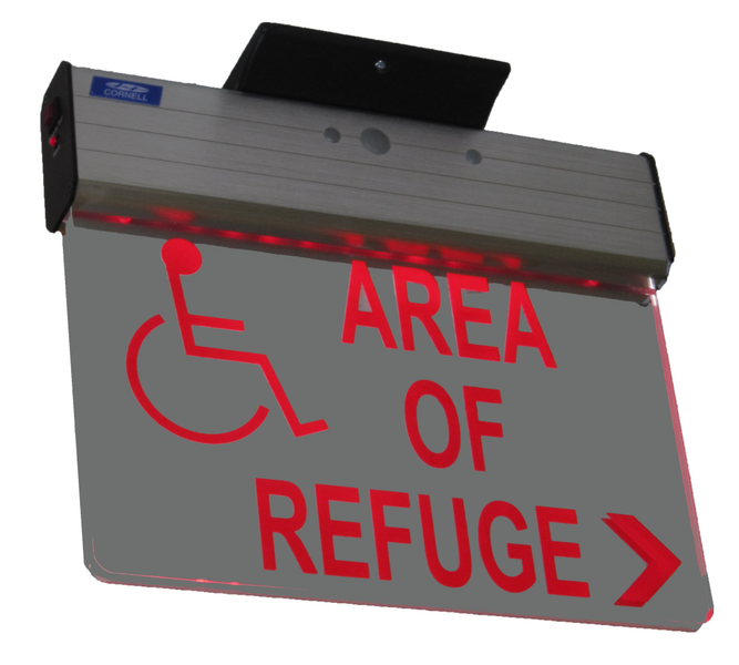 Sign, Batt Edge Lit , Refuge Double - SN-B48DG Sign, Batt Edge Lit , Refuge Double - SN-B48DG