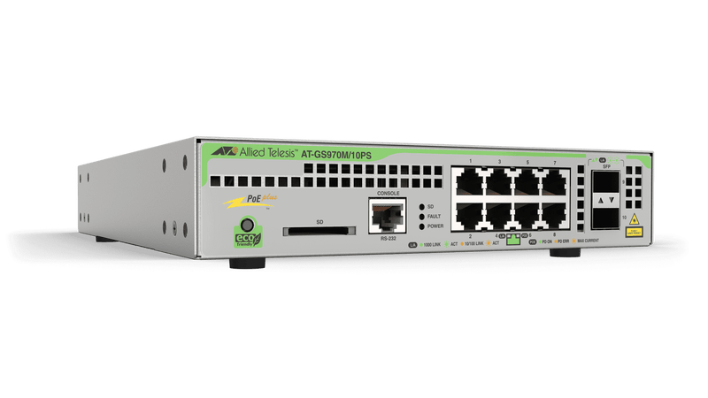 8 x Gigabit Ethernet PoE+ 124W (L) - AT-GS970M/10PS-R-10
