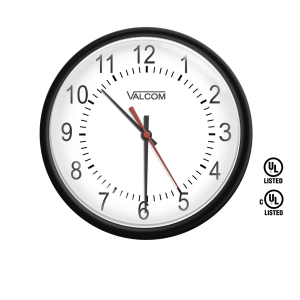 12-Inch Analog Clock, Black - VIP-A12A