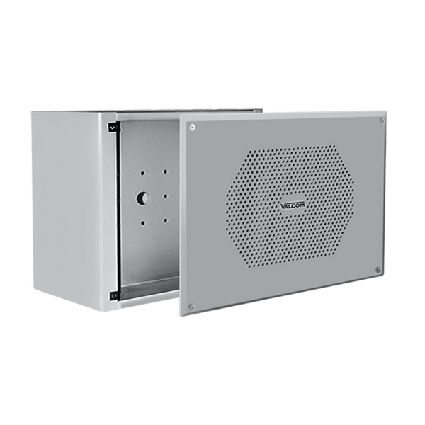 Vandal-Resistant Enclosure and Steel Gauge Faceplate for Flex-horn, Gray - V-9809