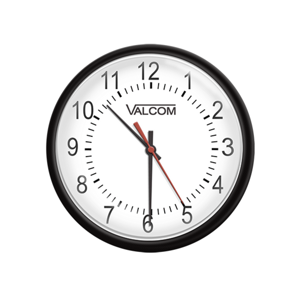 12 inch Wired Analog Clock, Black, 24VDC - V-A2412B