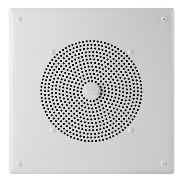 Square Ceiling Talkback Speaker with Round Hole Pattern, White - V-CTSQPK