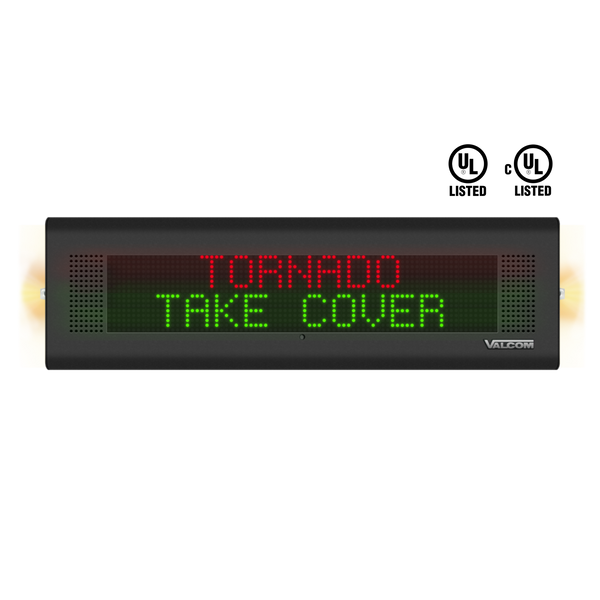 20 Inch Wide ip Text Sign with Speaker and Flashers, Black - VL520BK-F