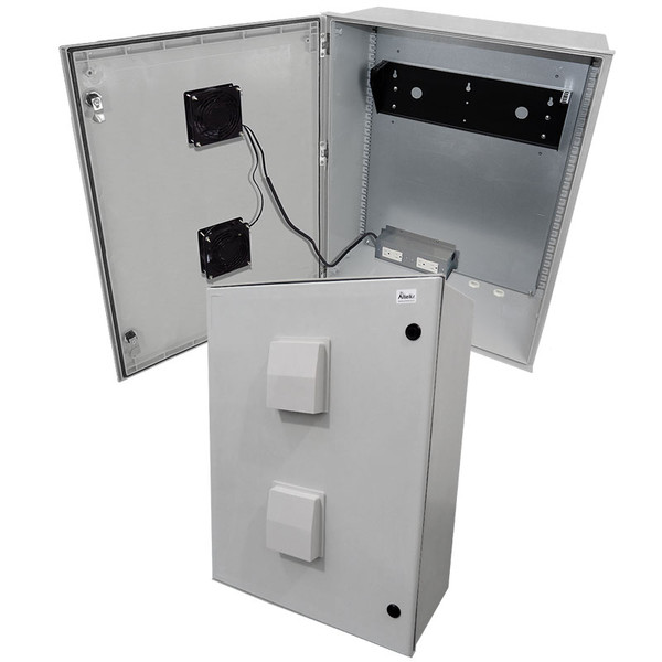 32x24x12 19" Wide 4U Vertical Rack Vented Fiberglass Weatherproof NEMA Enclosure with Dual Cooling Fans - NFC322412VFA1C-RV4U