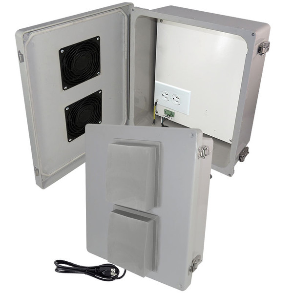 14x12x6 Fiberglass Weatherproof Vented WiFi NEMA Enclosure with No-Drill PVC Equipment Mounting Plate. -NF141206VMA1C