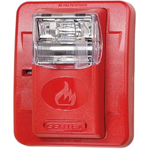 Commander3 Series Strobe Only, Selectable Candela Strobe, Wall Mount, Plain, Red Faceplate - GES3-24PWR