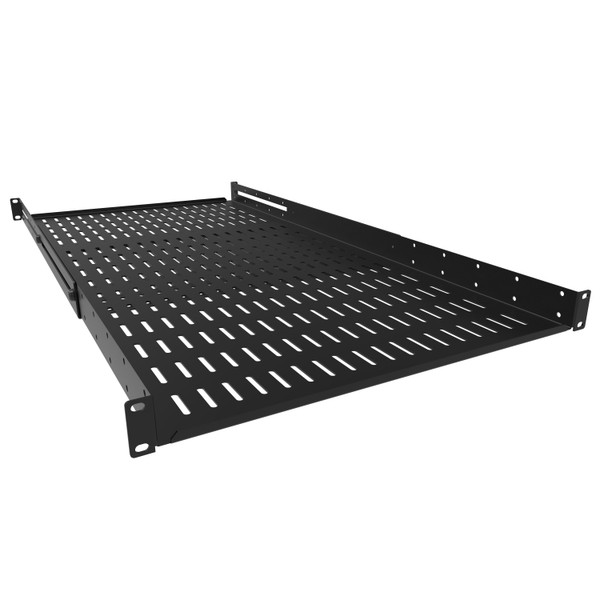 1U 25-36 Steel Adjustable Telescoping Vented Rack Shelf, Black - ADSV2536BK
