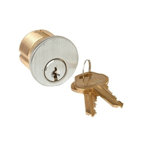 Mortise Cylinder, Keyed Alike with Keys, 1-1/8", Solid Brass, Chrome Finish - CM-CYL60-KA