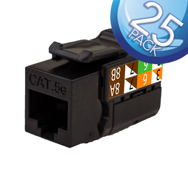 CAT5E DataGrade Keystone Jack Black 25 Pack - 351-V2602/BK/25