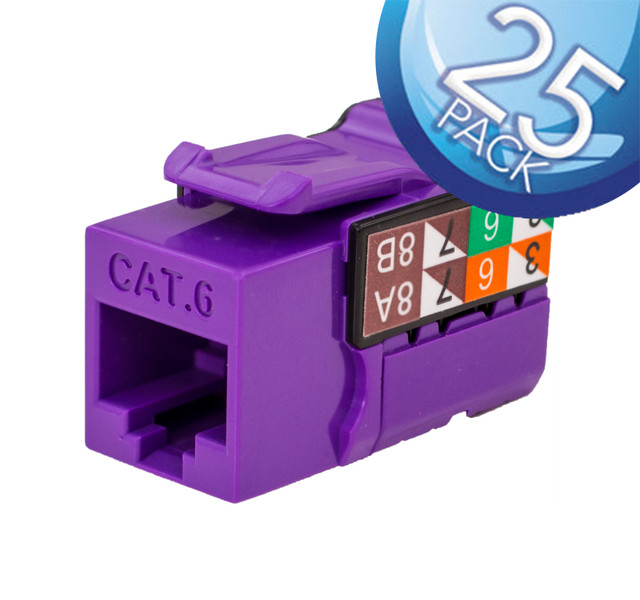 CAT6 DataGrade KStone Jack Purple, 25 Pack - 352-V2708/PR/25