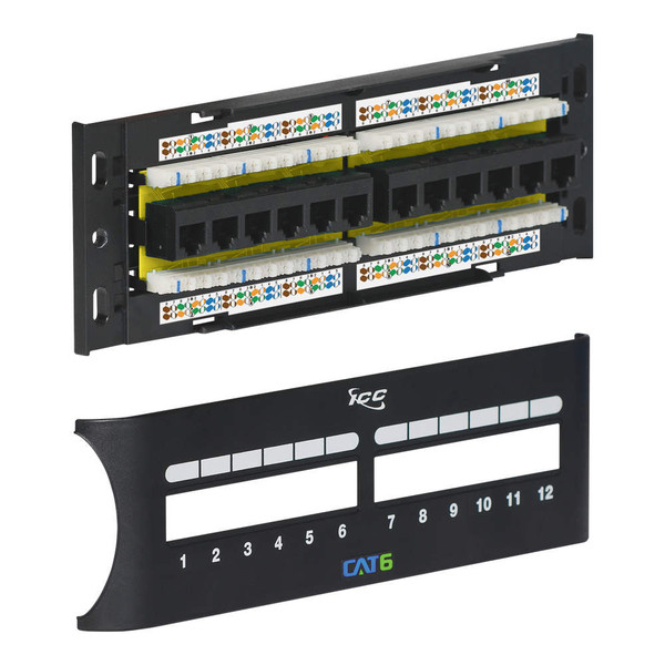 CAT6 Front Access 12-Port Patch Panel - ICMPP12F6E